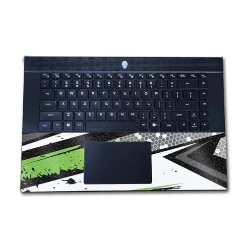 Image of Glossy Glitter Laptop Skin Compatible with Alienware M16 R2 (2024) - Grunge Green - Premium 3M Vinyl Protective Wrap Decal Cover - Easy to Apply | Crafted in The USA by MightySkins