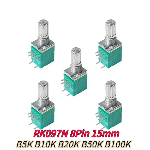 Potenciómetro con interruptor RK097N 100K y eje de 15 mm sellado 3
