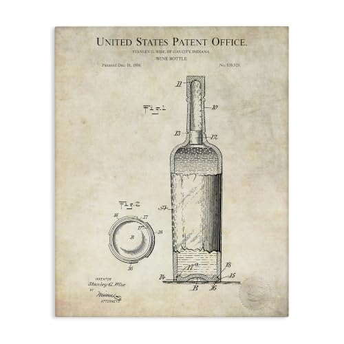Stupell Industries Patent Wine Bottle Diagram, 24 x 30 Inch Canvas Wall Art