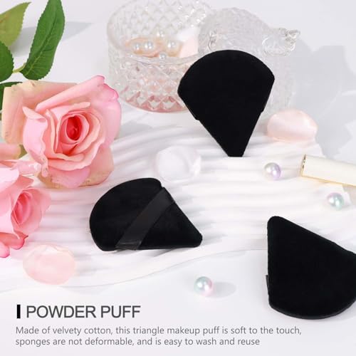 Image of INOVERA (LABEL) 6 Pieces Powder Puff Face Makeup Sponge - Loose Foundation Blending Sponges Set - Triangle Shape Beauty Blender Tool for Wet & Dry Powders (Black)