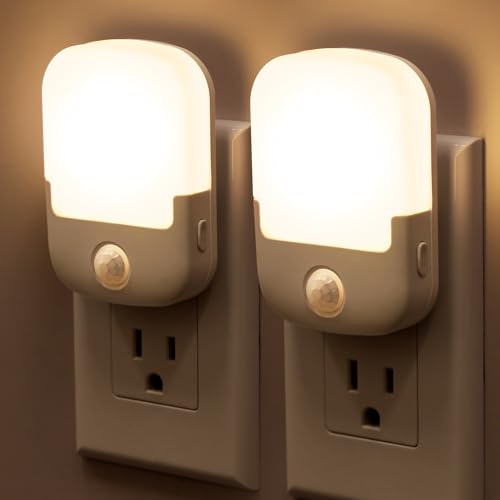 Image of Briignite Motion Sensor Night Light, Plug in, Dusk to Dawn, Adjustable Brightness Led Night Lights Soft White, 1W, Bedroom, Kids Room, Bathroom, Stair