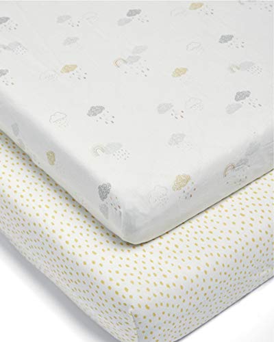 Image of Mamas & Papas 2 Pack CotBed Fitted Sheets Dream Upon A Cloud, Cloud Grey