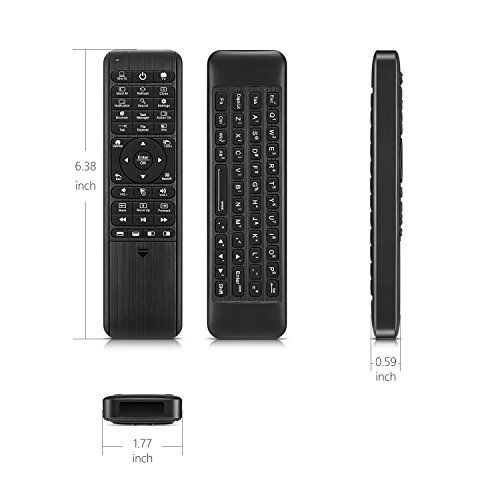 Pepper Jobs W10 GYRO Air TV Remote,QWERTY Keyboard Fly Mouse for Win 10, LED Backlit Keyboard Mini PC Controller, 6-Axis Gyro w/Learning Remote Control Function