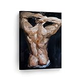 Smile Art Design Come to Papa by Kenney Mencher Canvas Print Muscular Man with Sexy Butt Portrait Oil Painting LGBT Half Nude Gay Art Living Room Decor Bedroom Wall Art Ready to Hang - 12x8