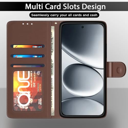 Image of Outlouders Flip Cover for Redmi Note 15 Pro 5G | Leather Finish | Wallet Stand and Shock Proof | Complete Protection Flip Case (Tan)