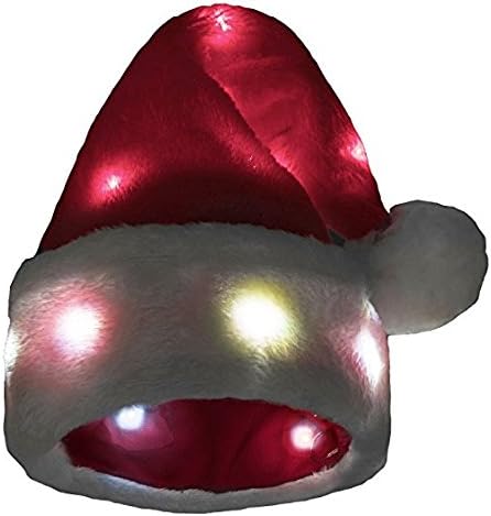 Funny Santa Hat with 20 Blinking Color-Changing Light up LED Lights - Soft Plush Faux Fur for Adults and Children…