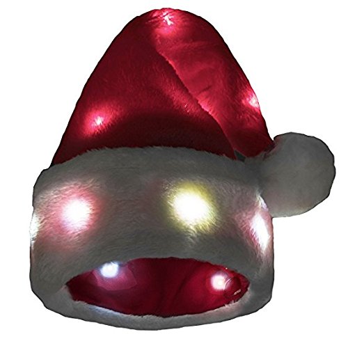 Funny Santa Hat [2 Pack] with 20 Blinking Color-Changing Light up LED Lights - Soft Plush Faux Fur for Adults and Children…