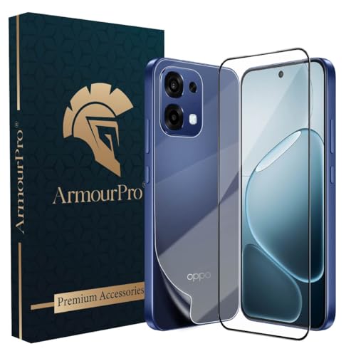 Image of ArmourPro Tempered Glass for Oppo F31 with Back Clear Membrane Guard, Edge to Edge Screen Protector, Anti-Bubble, Anti-Fingerprint, Oil Resistant, Installation Kit | Black