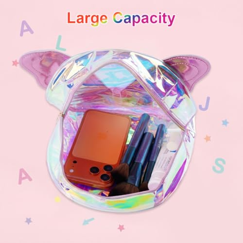 Image of PALAY Mini Butterfly Backpack with Iridescent Rainbow Finish, Holographic Butterfly Applique, Pastel Rainbow Straps Cute Small Zipper Backpack for Kids, Outings, Gifting, 23x28x10cm