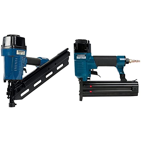 Silverline 282400 Air Framing Nailer 90 mm 10-12 Gauge & 868544 50 mm Air Brad Nailer