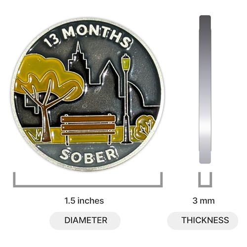 Image of The Achieve Mint 13 Months Sober Token | Thirteen Months Sober Chip | Non-AA Gift, Non-Religious Medallions for Men and Women Celebrating Sobriety