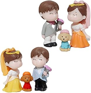 Bride And Groom Cake Toppers,6PCS Wedding Cake Topper Figurine Resin Couple Figurine Cake Decoration Ornament For Valentine's Day Home Decor Car Ornaments (TDD1001A)