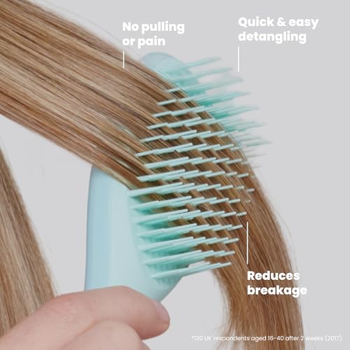 Image of Tangle Teezer Fine Ultimate Detangler Mini Hair Brush for Fine Hair, Mint | Travel-size brush with patented two-tier, soft-flex teeth; on-the-go detangling for fine hair, helps reduce breakage & frizz