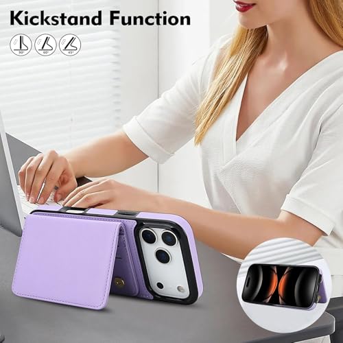 GOYIDA for iPhone 17 Pro Wallet Case with Card Holder, Violet - image 6