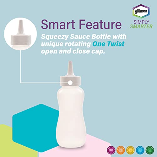Image of Gluman Plastic Squeezy Sauce Bottle (Set Of 2) For Clean & Mess-Free Dispensing | 100% Food Grade | Dishwasher Safe | Freezer Safe | Ergonomically Designed | Reusable (White), 750 Milliliter - 750 Ml