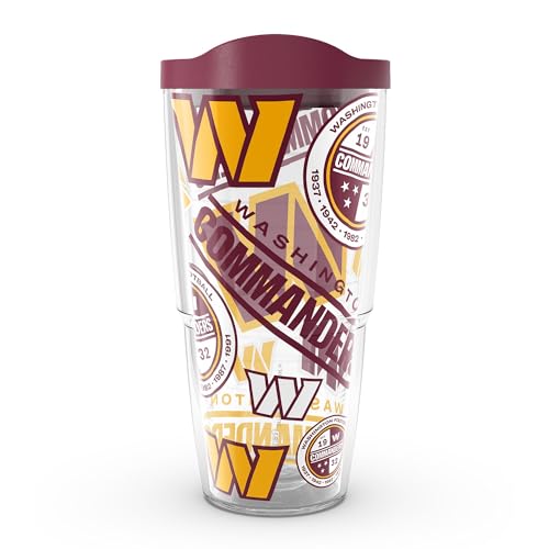 Tervis Made in USA Double Walled NFL Washington Commanders All Over Insulated Tumbler Cup Keeps Drinks Cold & Hot 24oz Classic
