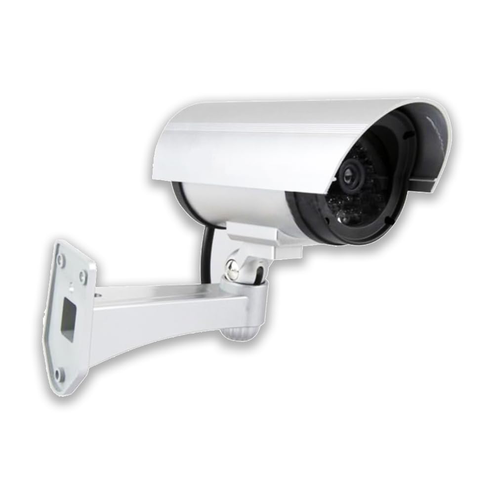 Telecamera di Sorveglianza Finta Esterno Interno LED Rossa Lampeggiante Design Realistico