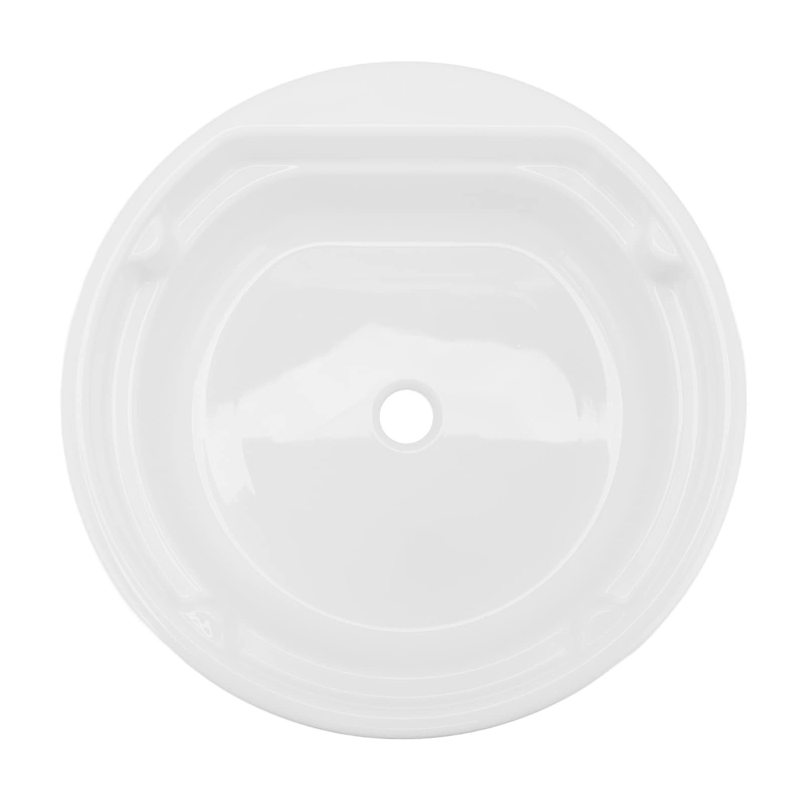 Lavabo de baño para autocaravana redondo en acrílico blanco de 430 x 140 mm