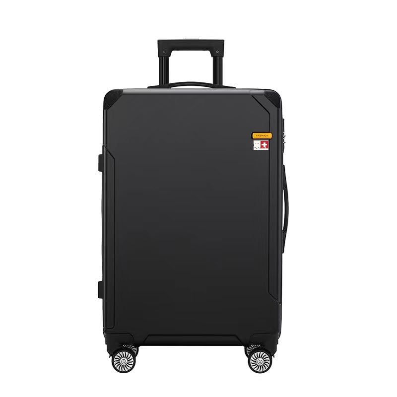 SWISSCASEThree-Layer Suitcase, 20 Inch, SIlver, With 5 Quite 360° Double Spinner Wheels and Trinity Combination Locks, And USB, XCF-Black24
