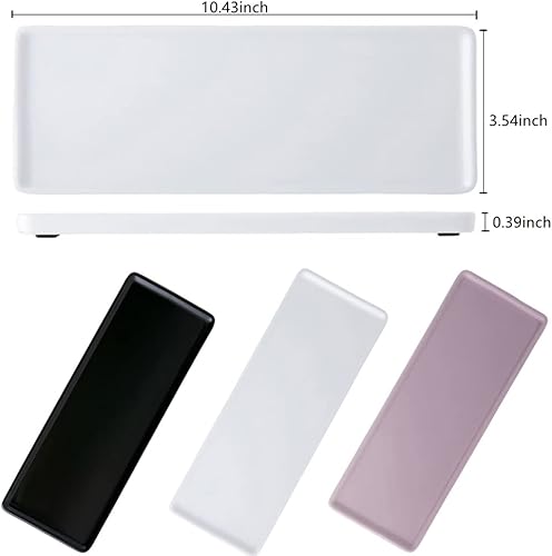 Miniatura 9 de Bandeja de cerámica para lavabo de baño, bandeja pequeña delgada para jabón, toallero para velas (grande, rosa)