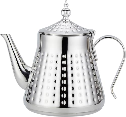 SANQIAHOME Théière en acier inoxydable 1200ml avec infuseur amovible,Théière vintage,argent