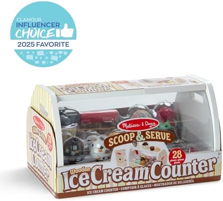 Wooden Scoop & Serve Ice Cream Counter, Pretend Play