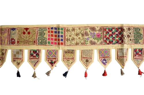 RAJBHOOMI HandDICRAFTS ���B���e�[�W �C�G���[ �C���f�B�A�� �g�[���� | ��h�J�p�b�`���[�N�h�A/�E�B���h�E�o�����X 78�C���`x13�C���` | �����h�A�g�b�p�[