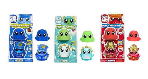 DohKins 3 Pack Characters, Dino, Cowboy, Police Officer - Dough Never Dries, Ages 2+ - image 1