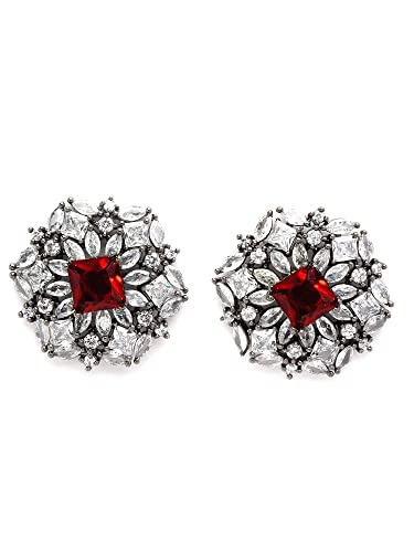 Image of Karatcart Women Green American Diamond Stud Earrings