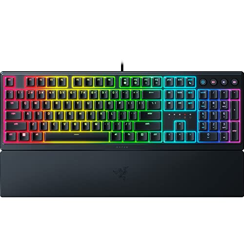 Razer Ornata V3 Gaming Keyboard: Low Profile Keys - Mecha Membrane Switches - UV Coated Keycaps - Backlit Media Keys - 10 Zone RGB Lighting - Spill Resistant - Magnetic Wrist Wrest - Razer Snap Tap by Razer - Used condition - CA$72.81