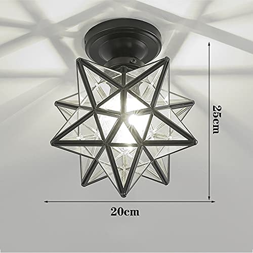 Lanterne en verre transparent style pentagramme pour plafond chic