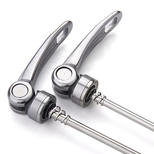 VIARON MTB Quick Release Axle Front and Rear Mountain Bike Skewer Set Aluminum Alloy Bicycle Wheel Skewers Hub QR Lever (Silver)