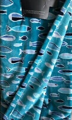 Miniatura 2 de Nautica - Manta de felpa ultra suave de gran tamaño con estampado de peces azul aguamarina, 50 x 70 pulgadas