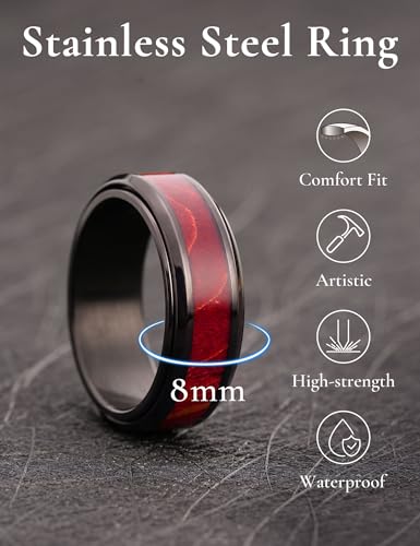 Image of King Will 316L Stainless Steel Spinner Ring for Men Women- 8mm Width Fidget Ring with Dragon /Celtic Knot Pattern, Stress Anxiety Relief Comfort Fit Wedding Band