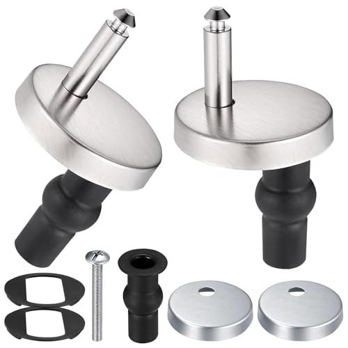 2 Bisagras Tapa WC, Fijación de Asientos Inodoro, Montaje Rápido, Acero Inoxidable, Ajuste Universal, con Goma Tornillos para Montar y Fijar la del Piezas Repuesto Ideales.