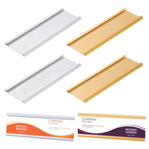 nbeads 6 Pcs Plaque de Porte Aluminium, 6x18 cm Support Plaque Signalétique Bureau en Aluminium Bureau Porte Nom Plaque Support Adhésif Mural Plaque pour Salle de Réunion Bureau Décor Maison