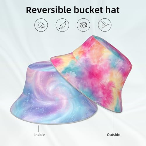 Image of Bucket Hat Double-Side-Wear Reversible Sun Hat Beach Travel Hiking for Women Men