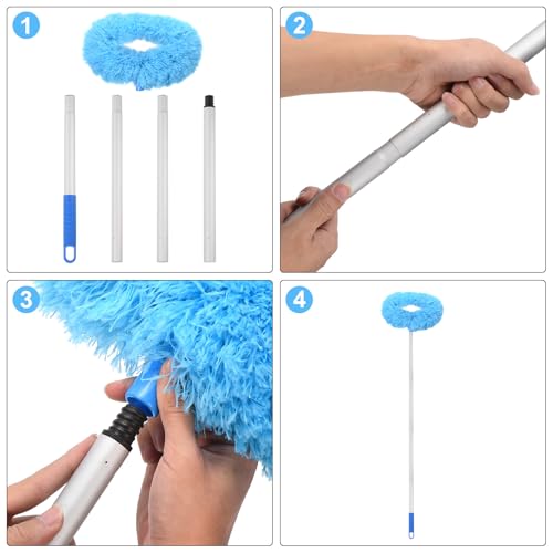 Image of PATIKIL Ceiling Fan Cleaner Duster, 12.9 inch to 47.2 inch, Microfiber Duster Extendable Handle Fan Blade Cleaning Tool Removable Washable for Furniture Blind, Yellow