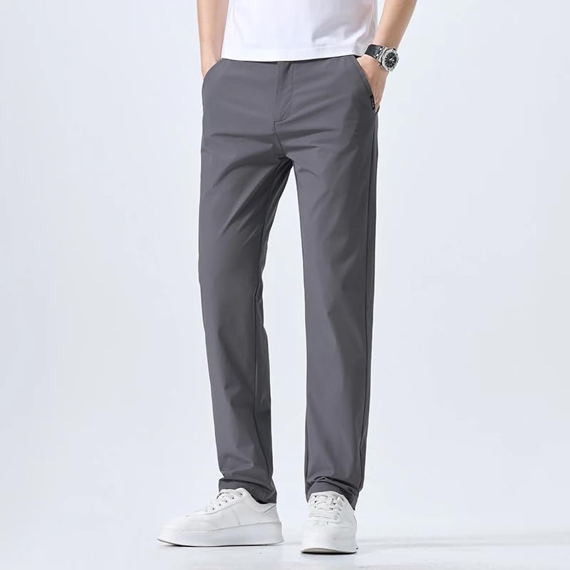 Pants for Men Summer Thin Elastic Waist Business Korean Slim Casual Formal Trousers Male4