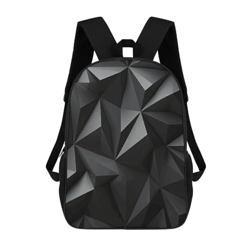 Black Geometric Backpack for Men Women, Heavy Duty Backpack Large Capacity, Durable Lightweight Travel Daypack
