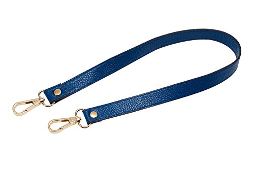 VanEnjoy Full Grain Leather Replacement Strap Shoulder Bag Purse, 0.98 inch Width Gold Hardware (Blue, Length:24")