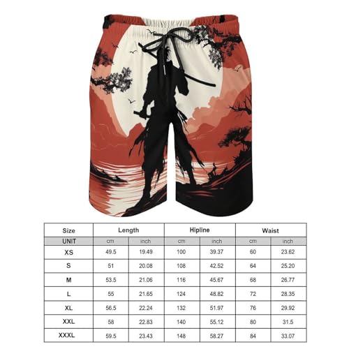 Mens Shorts Samurai Men Swim Trunks Quick-Dry Beach Shorts with Drawstring Pocket Bathing Suit2