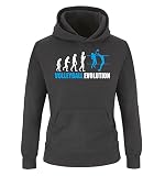 Comedy Shirts - Volleyball Evolution - Kinder Hoodie - Schwarz/Weiss-Blau Gr. 152