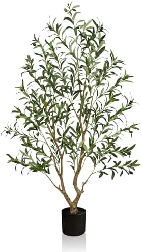 Artificial Olive Tree 5FT Tall, Faux Olive Tree Indoor with Black...