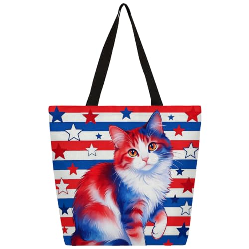 Bolso Tote Patriótico de Lona con Cremallera para Mujer miniatura 1