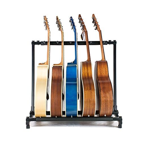 CROWNSHOP Multi Guitar Stand Guitar Stand Foldable Universal Guitar Rack Black Portable Guitar Holder Display Rack for Multiple Guitars Bass (5 Holder)