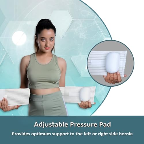 Image of Wonder Care Polyester Umbilical White Hernia Belt Pain Relief Support Brace With 1 Removable Compression Pad For Men & Women (L)