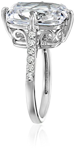 Amazon Essentials Platinum plated sterling silver Celebrity Kim Engagement Ring made with Infinite Elements Cubic Zirconia Accents Ring , (previously Amazon Collection)2