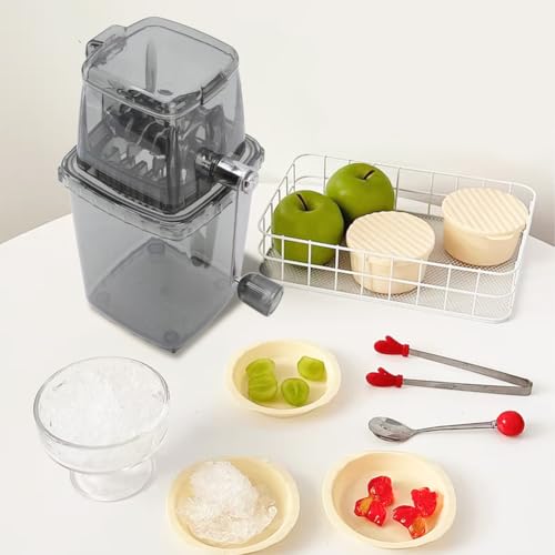 Leopacat Hand Crank Ice Crusher, Manual Hand Crank Operated Breaker, Portable Chopper Transparent Stainless Steel Breaker Making Drinks Machine for Fast Coarse Shaved Fine Chips Ho (Gray) by Leopacat - Image 5