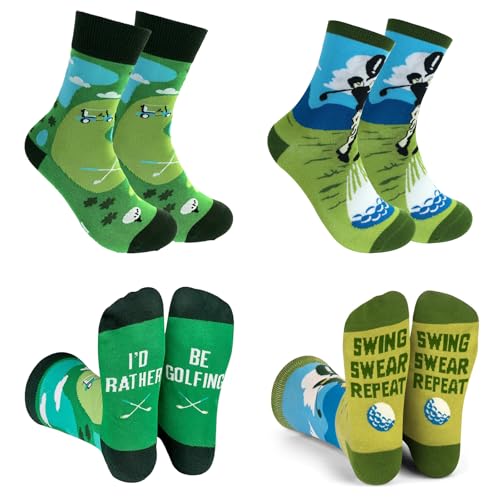 Calcetines graciosos hombre 2 Pares, Regalos de Golf Novedad para Papá Abuelo Marido Novio Calcetines de Golf Regalos para Golfistas en ei Día Del Padre Navidad